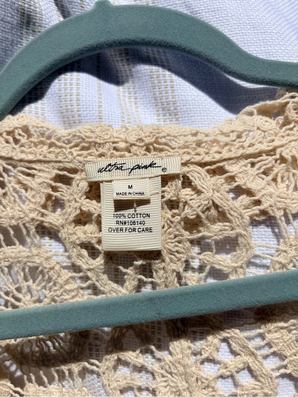 Ultra Pink Crochet Openwork Cardigan - Beige Cream - Picture 7 of 11